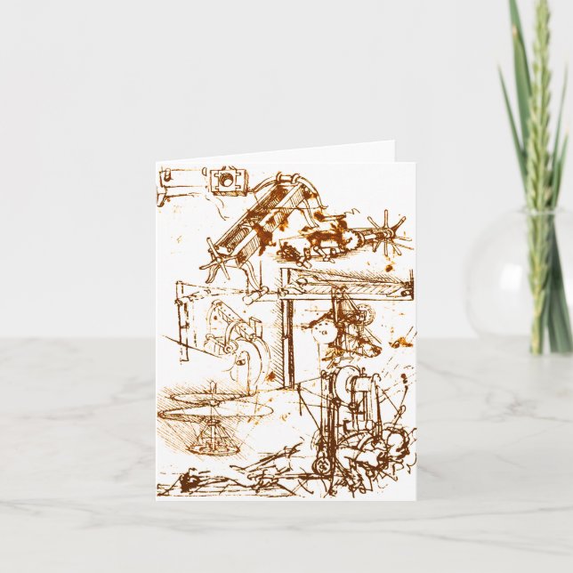 Leonardo Da Vinci skissade hälsningkort Kort (Framsida)