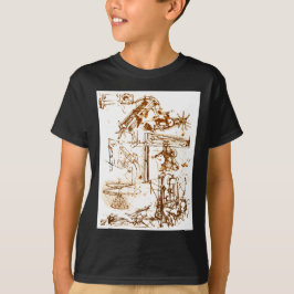 Leonardo Da Vinci skissade svart T-tröja Tee Shirt