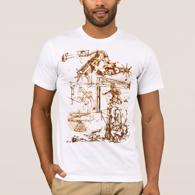 Leonardo Da Vinci skissade vitT-tröja T-shirt (Framsida)