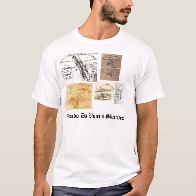 Leonardo Da Vinci skissar Tee Shirt (Framsida)