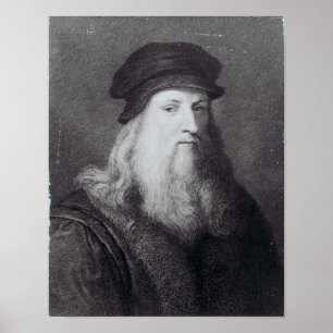Leonardo Da Vinci som inristas av Raphael Poster