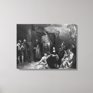 Leonardo Da Vinci som målar Giocondaen Canvastryck
