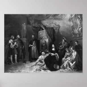 Leonardo Da Vinci som målar Giocondaen Poster