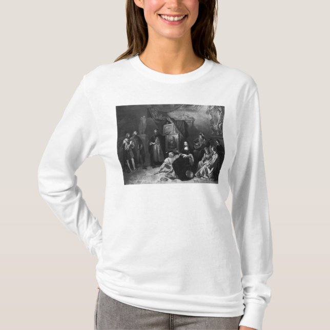 Leonardo Da Vinci som målar Giocondaen T-shirt (Framsida)
