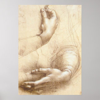 Leonardo da Vinci-studien om Arm och Händer Poster