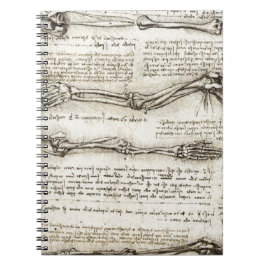 Leonardo Da Vinci - studier av armkonstverk Anteckningsbok Med Spiral