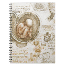 Leonardo Da Vinci studier av foster i skötet Anteckningsbok Med Spiral