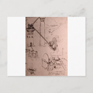 Leonardo da Vinci, teckning i maskiner Vykort