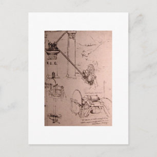Leonardo da Vinci, teckning i maskiner Vykort