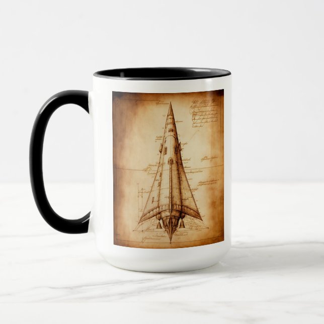 Leonardo da Vinci Teckning i Rocket Coffee Mugg (Vänster)