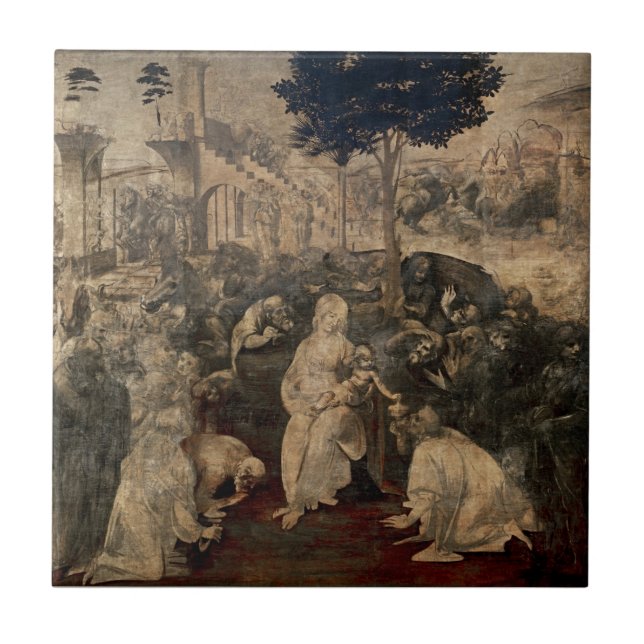 Leonardo da Vinci: Timeles Adoration of the Magi Kakelplatta (Framsidan)