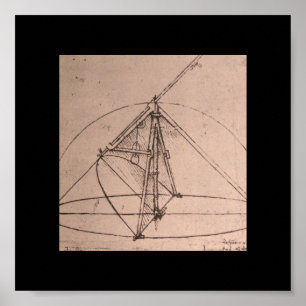 Leonardo da Vinci, utformning av en parabolkompass Poster
