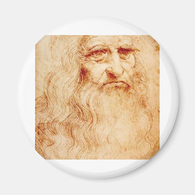 Leonardo da Vinci, utpekad själv-porträtt. Magnet (Framsidan)