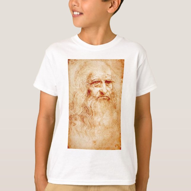 Leonardo da Vinci, utpekad själv-porträtt. Tee Shirt (Framsida)