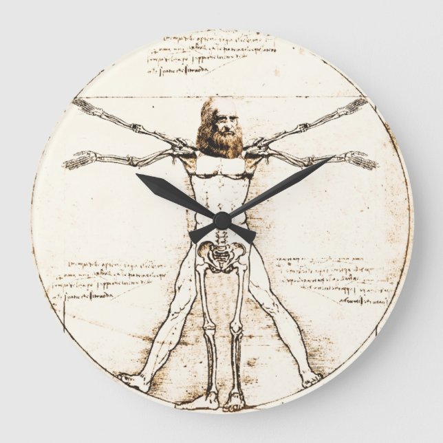 Leonardo Da Vinci Vitruvian Clock Stor Klocka (Framsida)