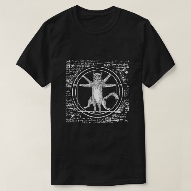 Leonardo Da Vinci Vitruvian-kattälskare T Shirt (Design framsida)