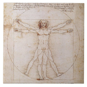 LEONARDO DA VINCI ... VITRUVIAN MAN.. 1490 KAKELPLATTA