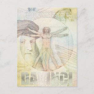 Leonardo Da Vinci Vitruvian Man Collage Vykort