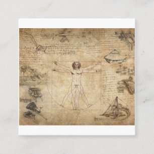 Leonardo Da Vinci Vitruvian Man Fyrkantigt Visitkort