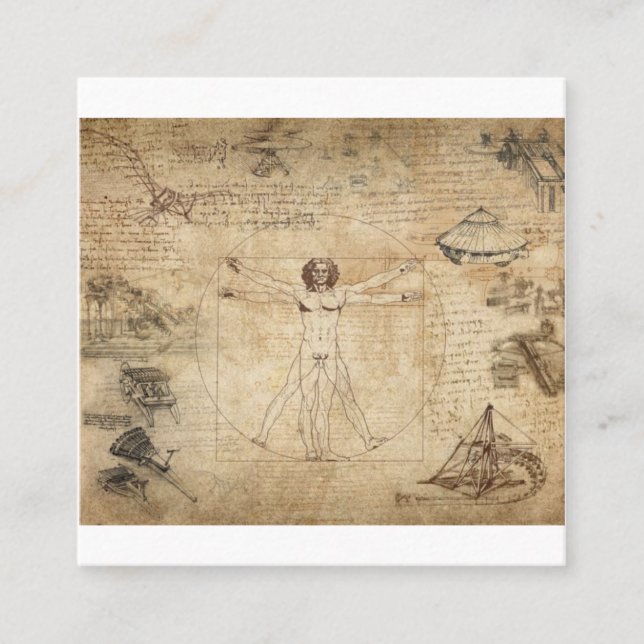 Leonardo Da Vinci Vitruvian Man Fyrkantigt Visitkort (Framsida)