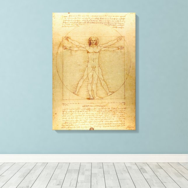 Leonardo Da Vinci, Vitruvian Man, Golden Ratio Canvastryck (Insitu (trägolv))