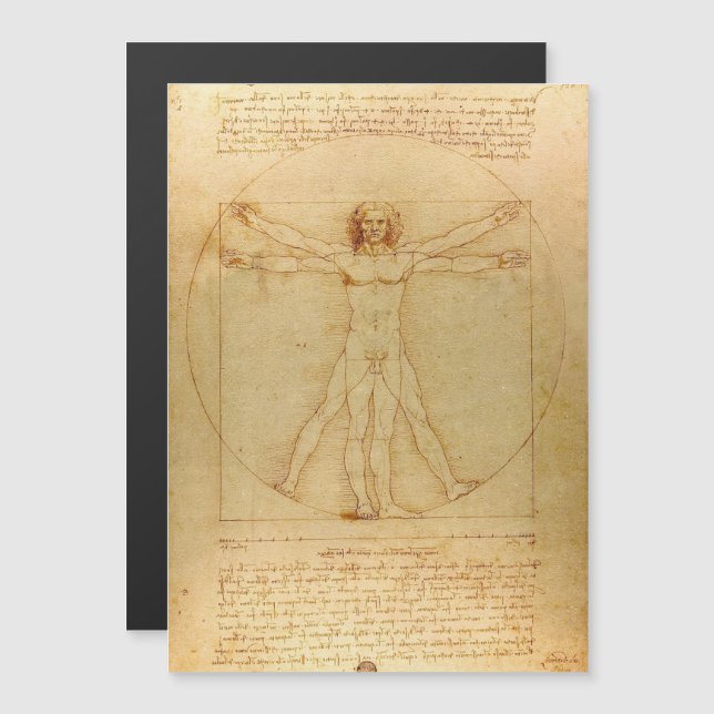 Leonardo Da Vinci, Vitruvian Man, Golden Ratio Magnetisk Inbjudningskort (Fram/baksida)