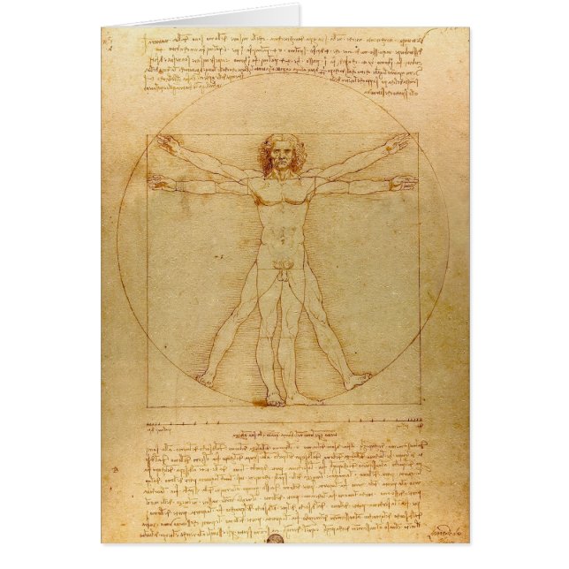Leonardo Da Vinci, Vitruvian Man, Golden Ratio OBS Kort (Framsidan)