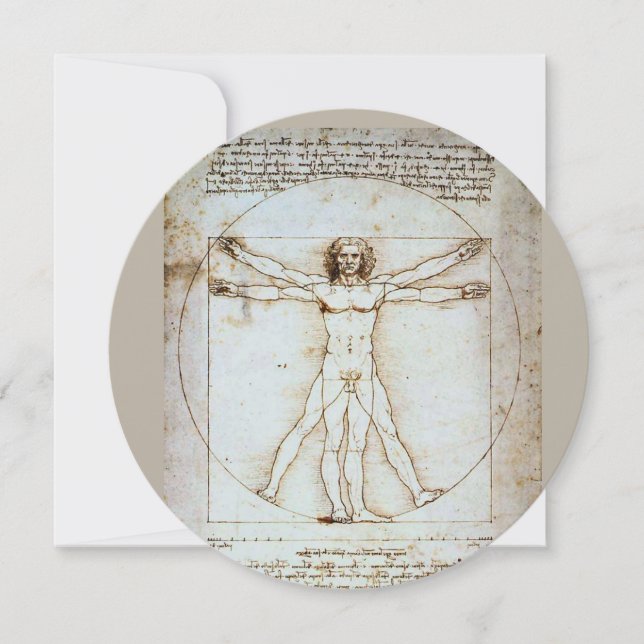 LEONARDO DA VINCI ... VITRUVIAN MAN HI-DEF-KORT INBJUDNINGAR (Framsida)