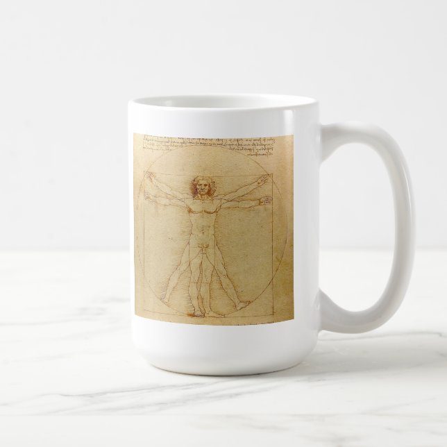 Leonardo da Vinci , Vitruvian Man Kaffemugg (Höger)