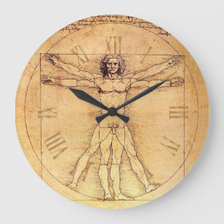 Leonardo Da Vinci Vitruvian Man nummer Stor Klocka