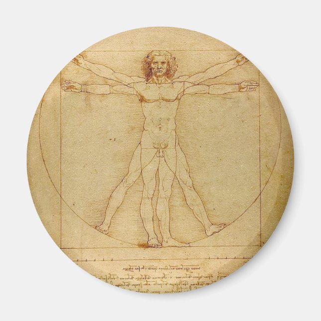 Leonardo Da Vinci - Vitruvian Man Painting Magnet (Framsidan)