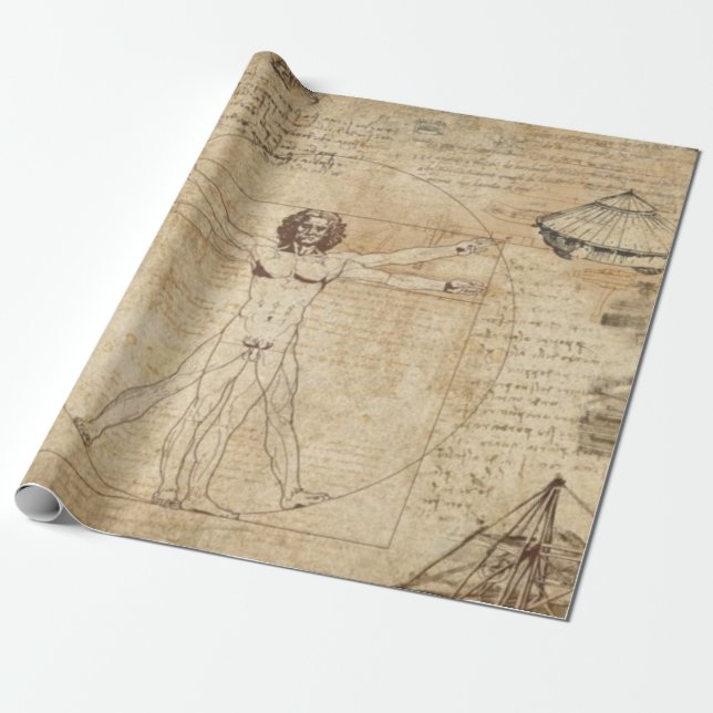 Leonardo Da Vinci Vitruvian Man Presentpapper (Utrullad)
