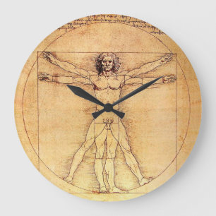 Leonardo Da Vinci Vitruvian Man Stor Klocka