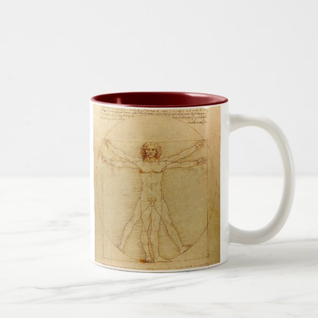 Leonardo da Vinci , Vitruvian Man Två-Tonad Mugg (Höger)