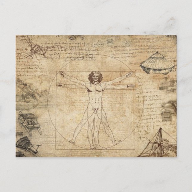 Leonardo Da Vinci Vitruvian Man Vykort (Framsida)