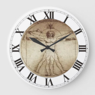 Leonardo da Vinci Vitruvian Man Wall Clock Stor Klocka