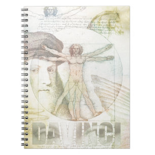 Leonardo Da Vinci Vitruvian manCollage Anteckningsbok Med Spiral