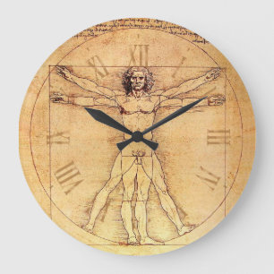 Leonardo Da Vinci Vitruvian-nummer Stor Klocka