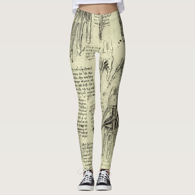 Leonardo da Vincis anatomi av den mänskliga handen Leggings (Framsida)
