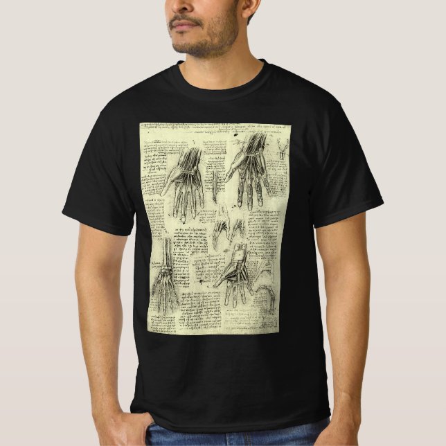 Leonardo da Vincis anatomi av den mänskliga handen Tee (Framsida)