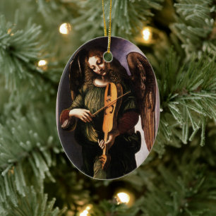 Leonardo da Vincis Ängel i grönt med en vielle Julgransprydnad Keramik