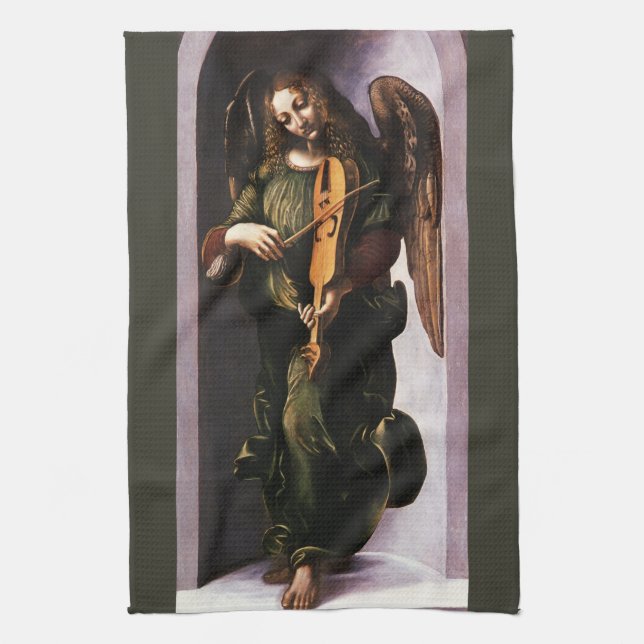 Leonardo da Vincis Ängel i grönt med en vielle Kökshandduk (Vertikal)