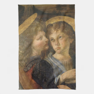 Leonardo da Vincis Änglar till Kristi dop Kökshandduk