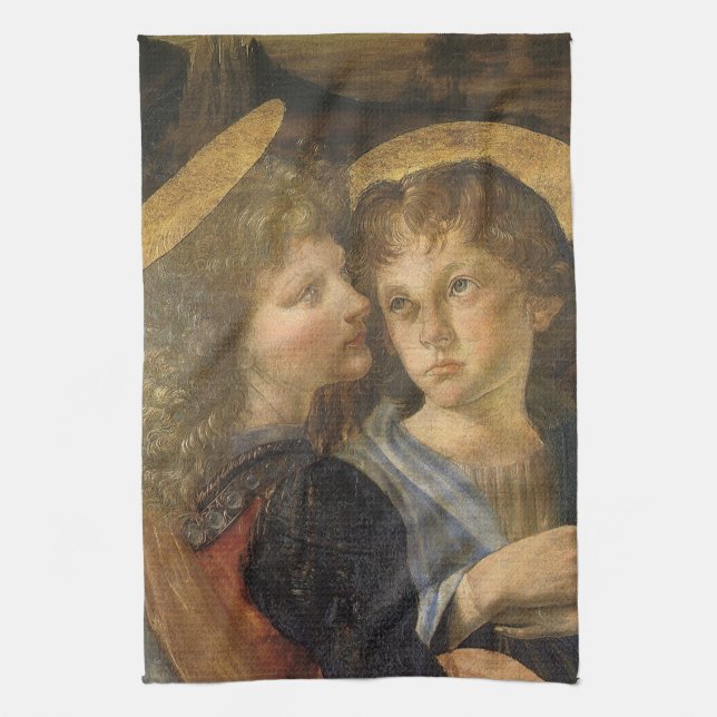 Leonardo da Vincis Änglar till Kristi dop Kökshandduk (Vertikal)