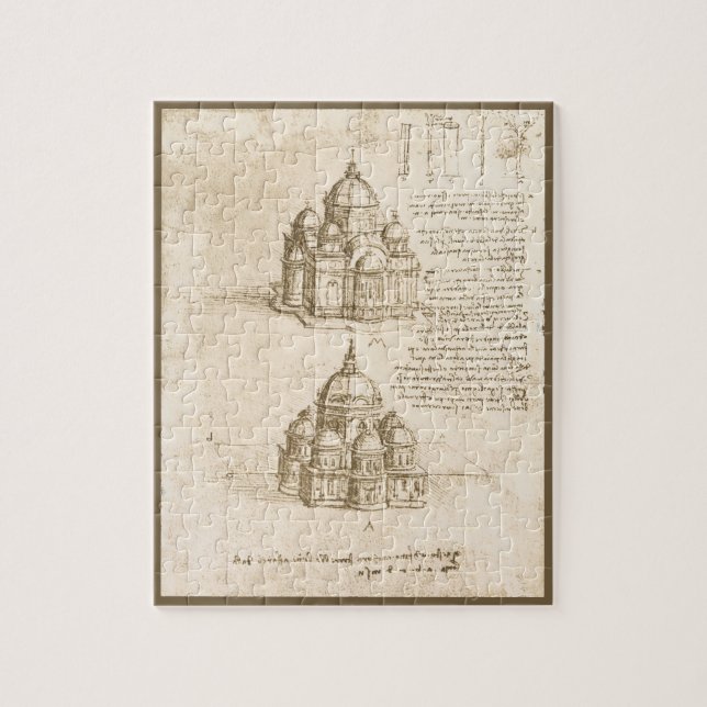 Leonardo da Vinci's Architectural Cathedral Study Pussel (Vertikal)