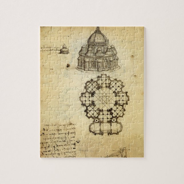 Leonardo da Vinci's Architectural Cathedral Study Pussel (Vertikal)