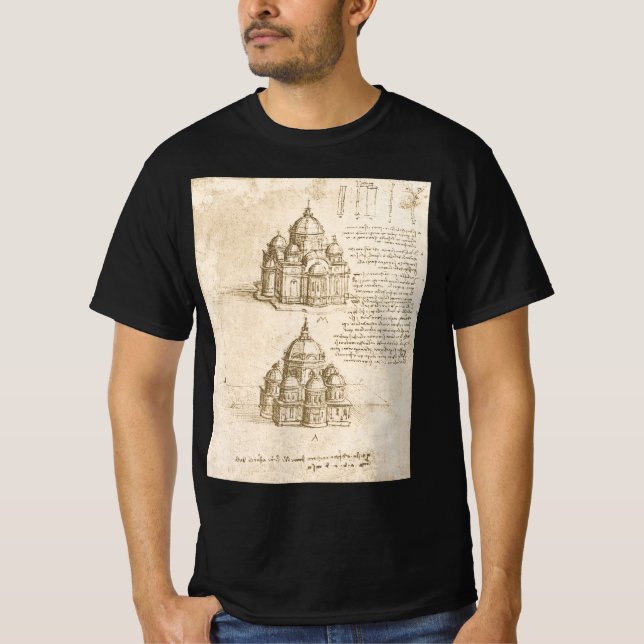 Leonardo da Vinci's Architectural Cathedral Study T Shirt (Framsida)