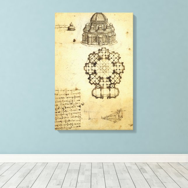 Leonardo da Vincis arkitektoniska katedralstudie Canvastryck (Insitu (trägolv))