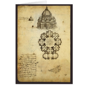 Leonardo da Vincis arkitektoniska katedralstudie Hälsningskort