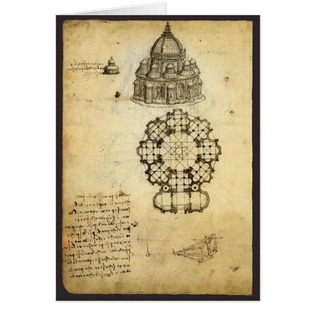 Leonardo da Vincis arkitektoniska katedralstudie Hälsningskort (Framsidan)